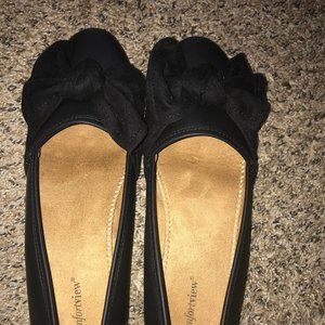 Comfortview Black Flat with Bow 10.5